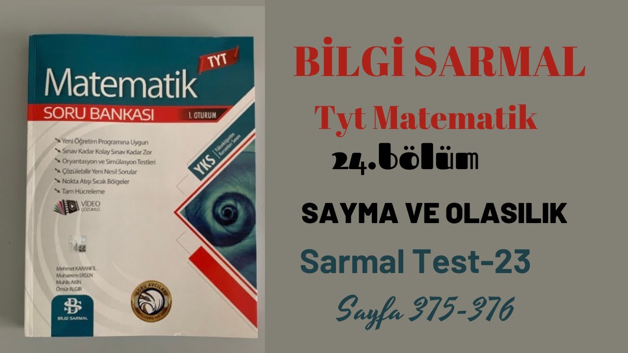 BİLGİ SARMAL Tyt Matematik 24.Bölüm SAYMA ve OLASILIK Sarmal Test 23 sayfa 375-376✏️✏️