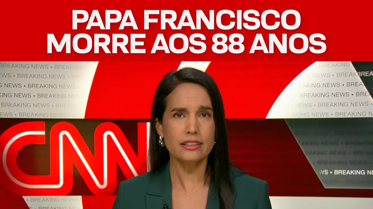 MORRE O PAPA FRANCISCO: Breaking News da CNN dos EUA transmitido para todo o mundo (21/04/2025)