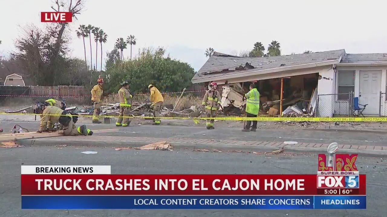 Pickup truck crashes into El Cajon home, collapses garage