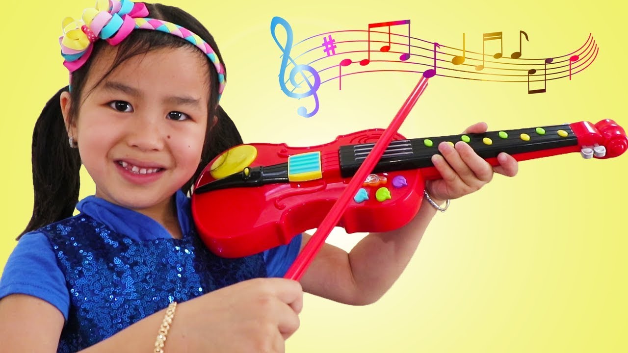 Jannie & Wendy Pretend Play with Violin Music Toy & Sings Children Songs for Kids