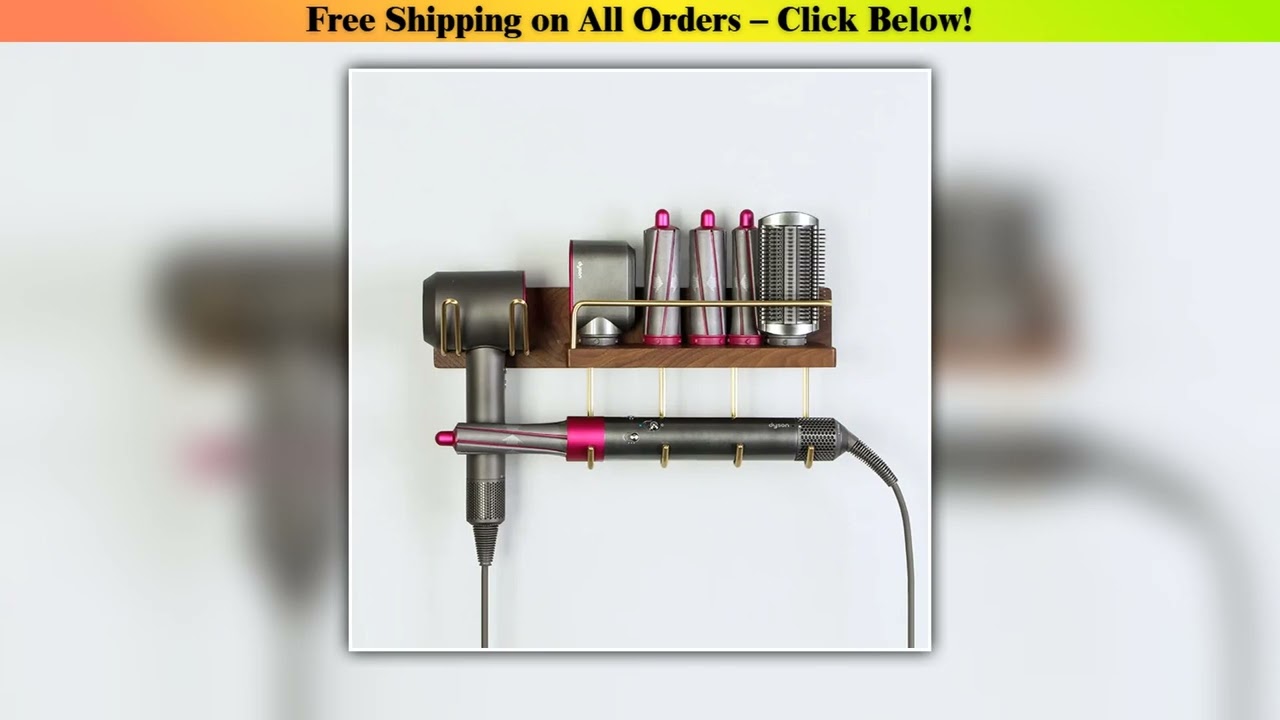 Wall Mount Hair Dryer Holder for Dyson Supersonic Hair Dryer Walnut Beech Wood Hair Dryer Bracket