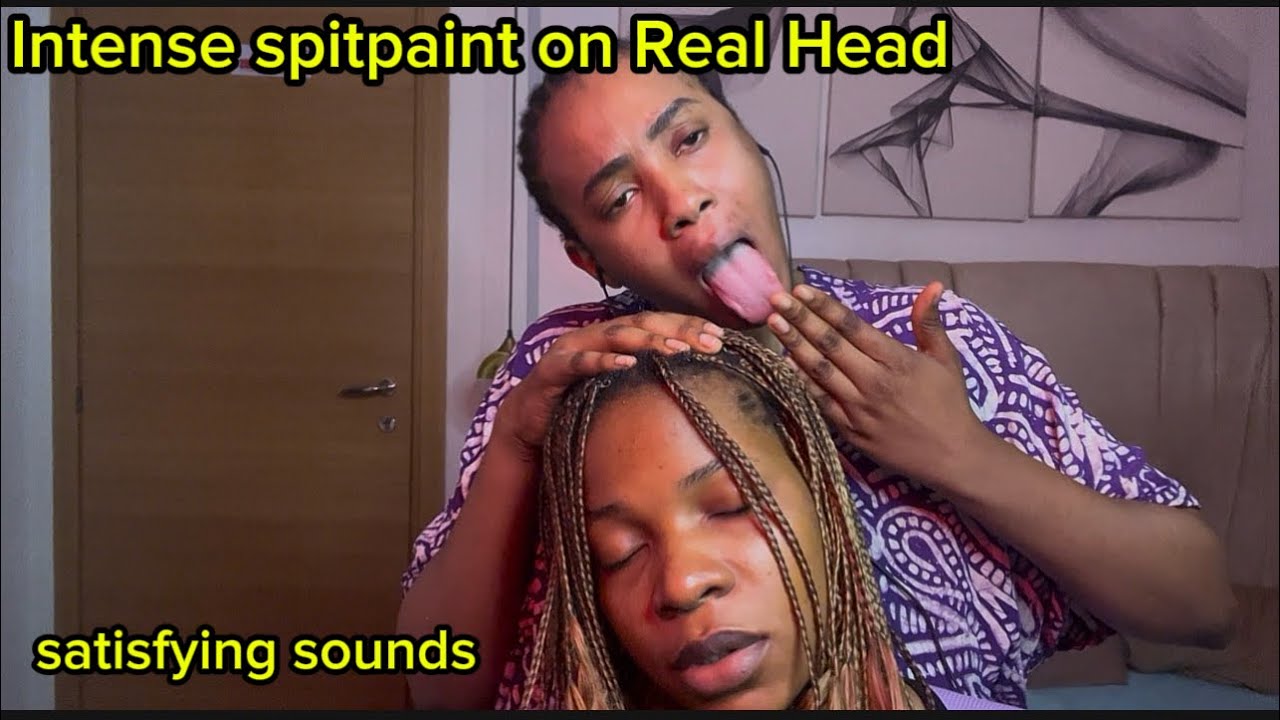 ASMR Satisfying spit painting ,Saclp scratching massage ,Tingly wet mouth sound triggers 💆🏼‍♀️