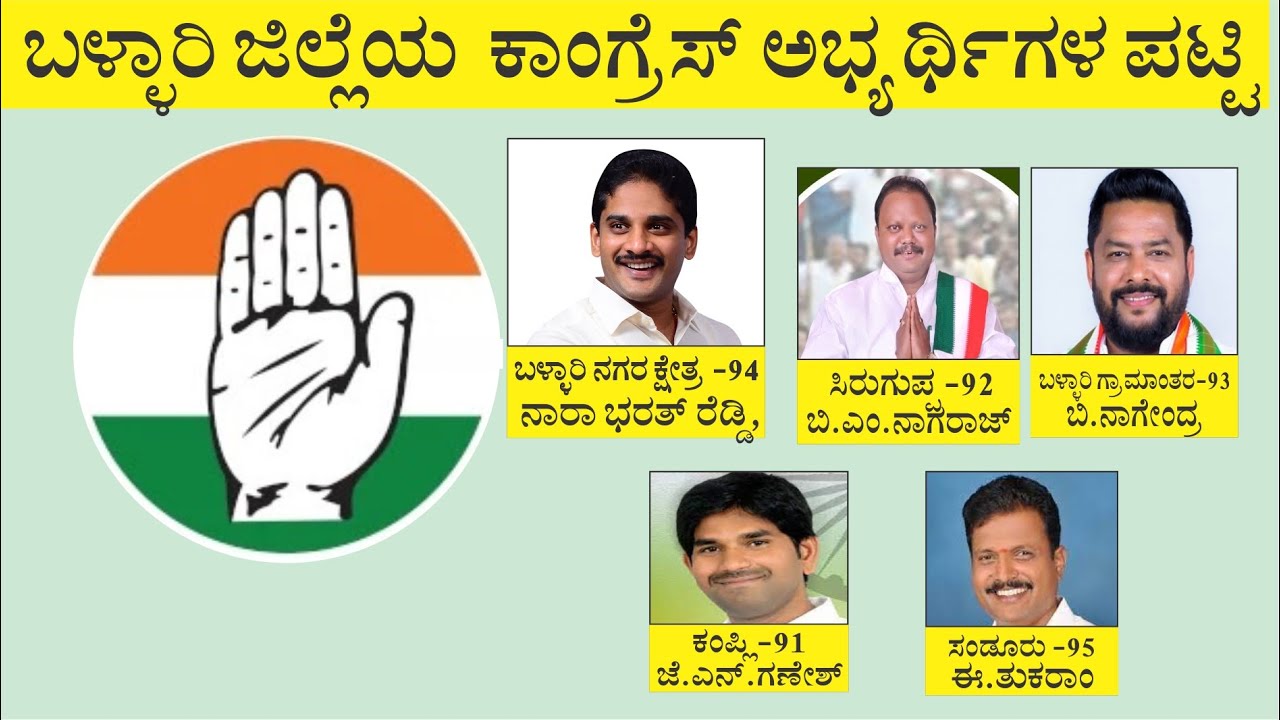 Ballari District Congress MLA Candidates List Announced | Bellary Belagayithu