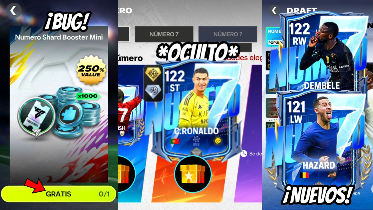 &iexcl;RONALDO GRL 122 OCULTO, SOBRE BUG FRAGMENTOS Y CUPONES GRATIS + NUEVAS CARTAS OCULTAS! FC MOBILE