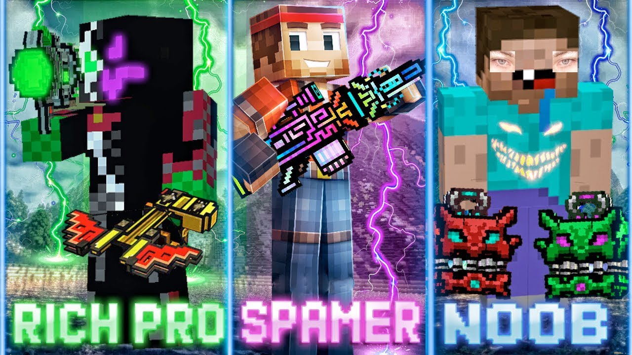 Rich Pro VS Spammer VS Noob (Pixel Gun 3D)