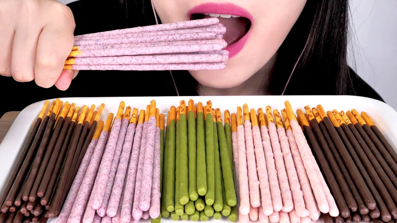 ASMR POCKY CHOCOLATE SNACK ポッキーを食べる 포키 과자 리얼사운드 먹방 MUKBANG EATING SOUNDS 咀嚼音