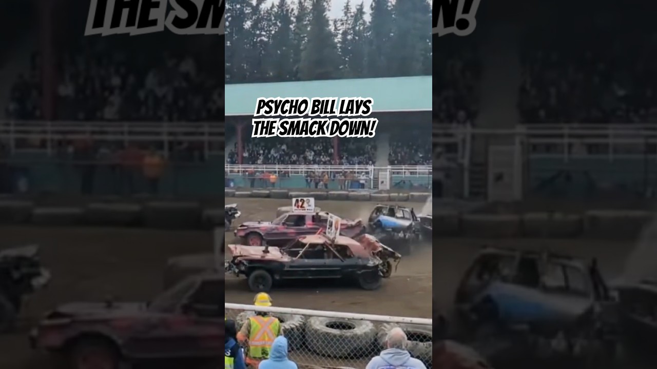Psycho Bill lays down a punishing hard hit at the Armstrong Demo Derby 2025