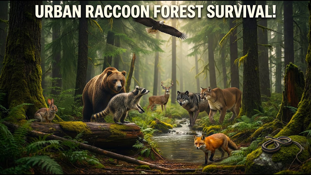Raccoon VS Cougar, Fox,  Bear, Snake, Rabbit,  Goat, Racoon, Hawk