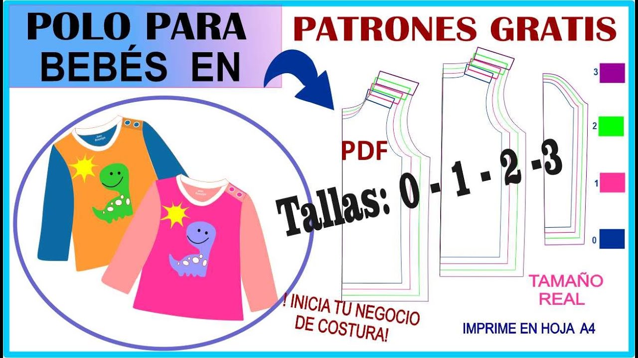 ✨✅ PATRONES GRATIS: POLOS  MANGA LARGA DE BEBÉ - TODAS LAS TALLAS en PDF