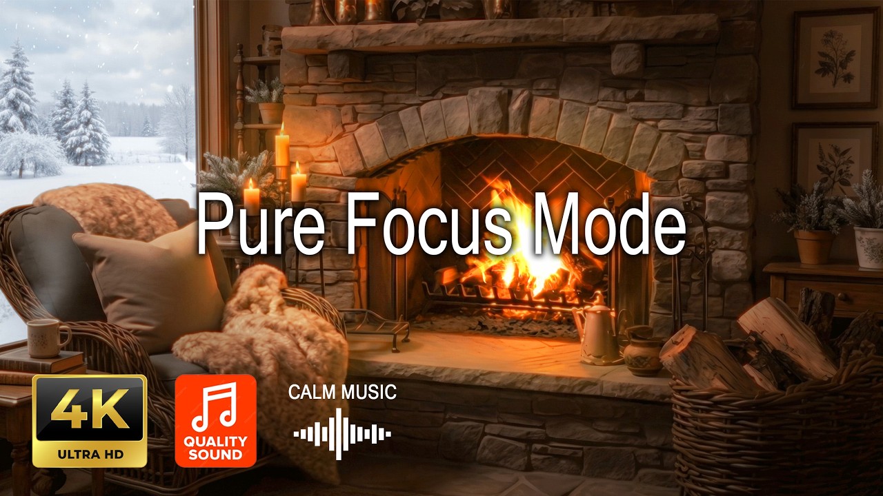 Deep Focus & Relax Music ❄️ Static Snowfall Winter Frame for Meditation