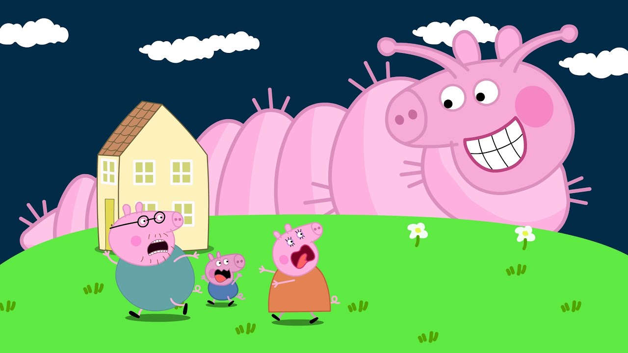 Giant Worm Appears... Father Pig, Mother Pig... Get Away From The Hill | Peppa Pig Funny Animation