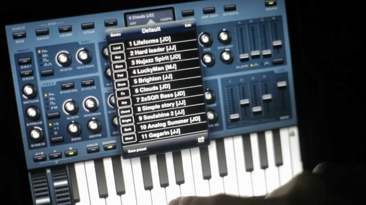 How to play 3 instruments on 1 iPad tutorial - Animoog, Sunrize Snyth & DM1 drum machine
