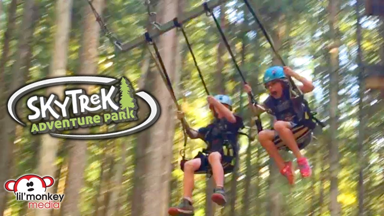 😳Madi & Gabe at SkyTrek Adventure Park!  Kids Tree Adventure, Sky Swing and Kids Jungle Gym!