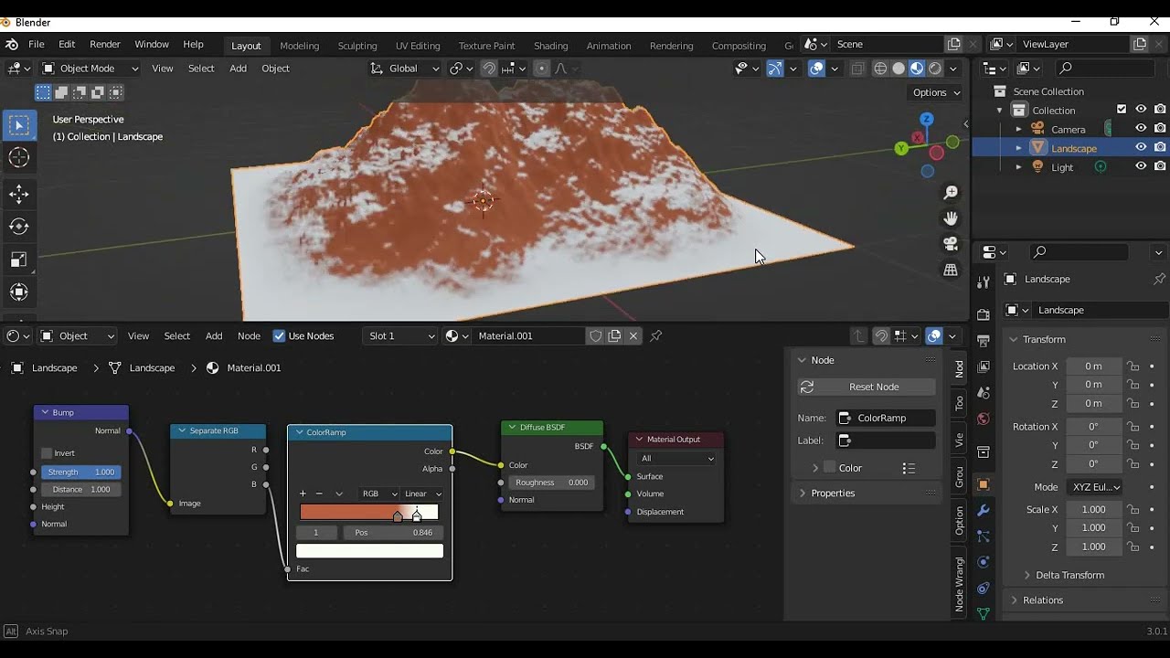 طريقة اضافة Land Scape Addon وتطبيق الــ Material  عليها