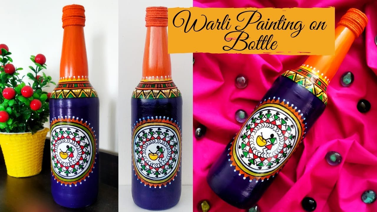 Warli painting on bottle| Warli art| Folk Art |Bottle Painting| Easy bottle painting for beginners