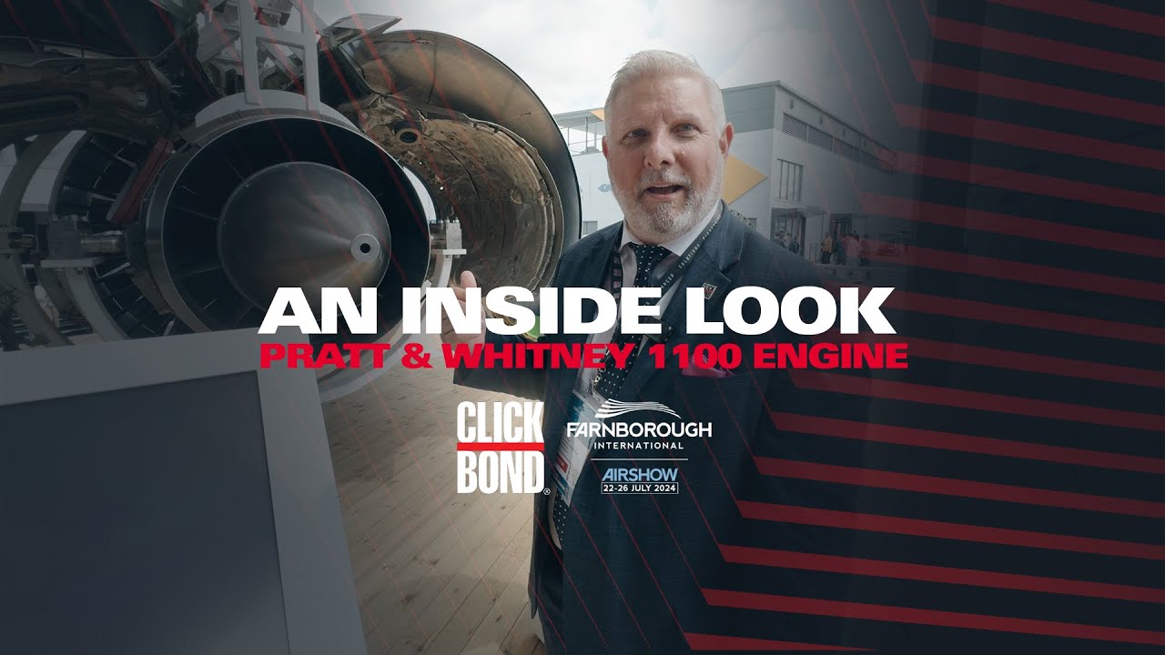 Inside a Pratt & Whitney 1100 engine at FIA 2024, assembled with Click Bond parts