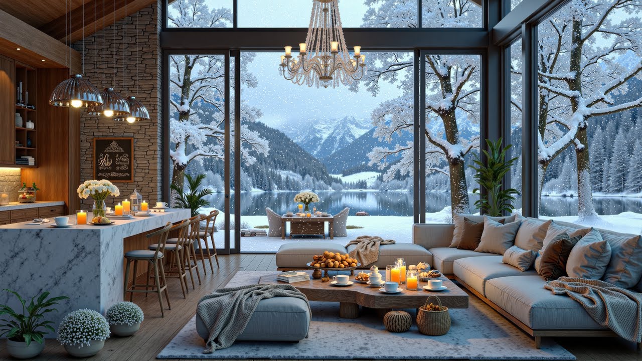 Mellow Jazz as Snow Drifts Slowly ❄️ Intimate Winter Cabin Escape for Relax, Study & Focus