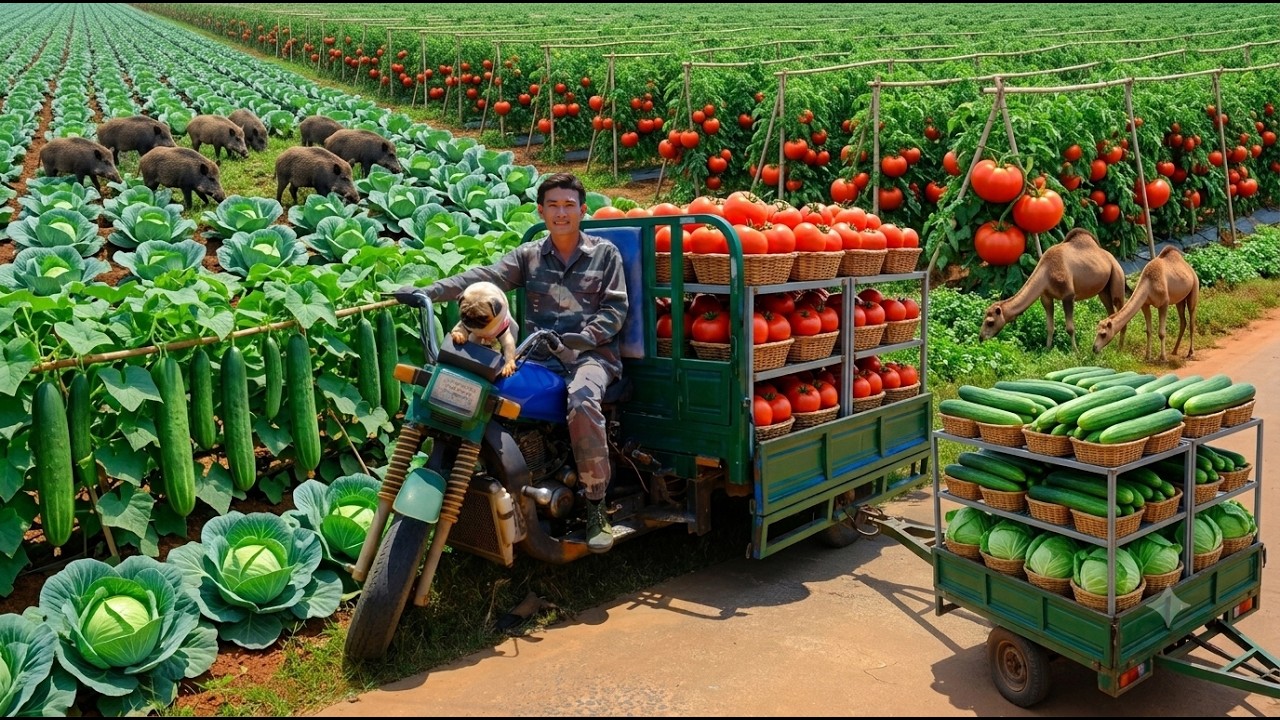Harvest, Sell & Cook Cabbage, Tomatoes and Cucumbers - Farm Life