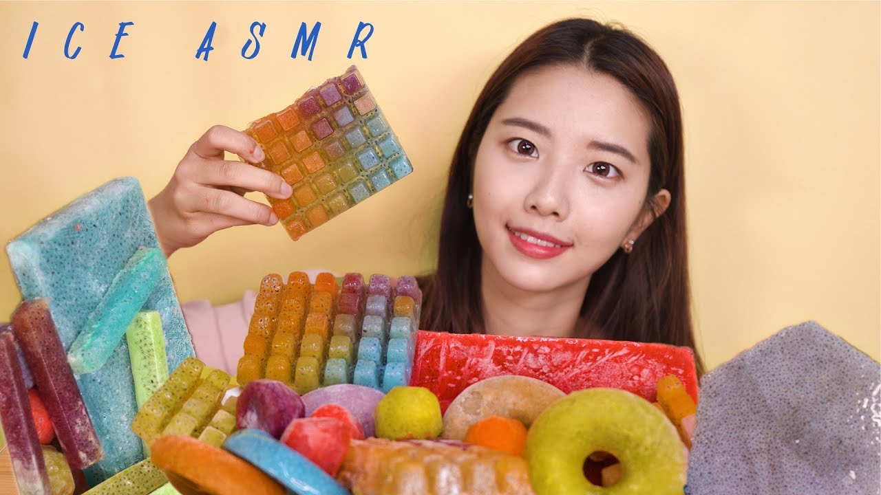ASMR Soft BASIL SEEDS ICE eating sounds [suna asmr]