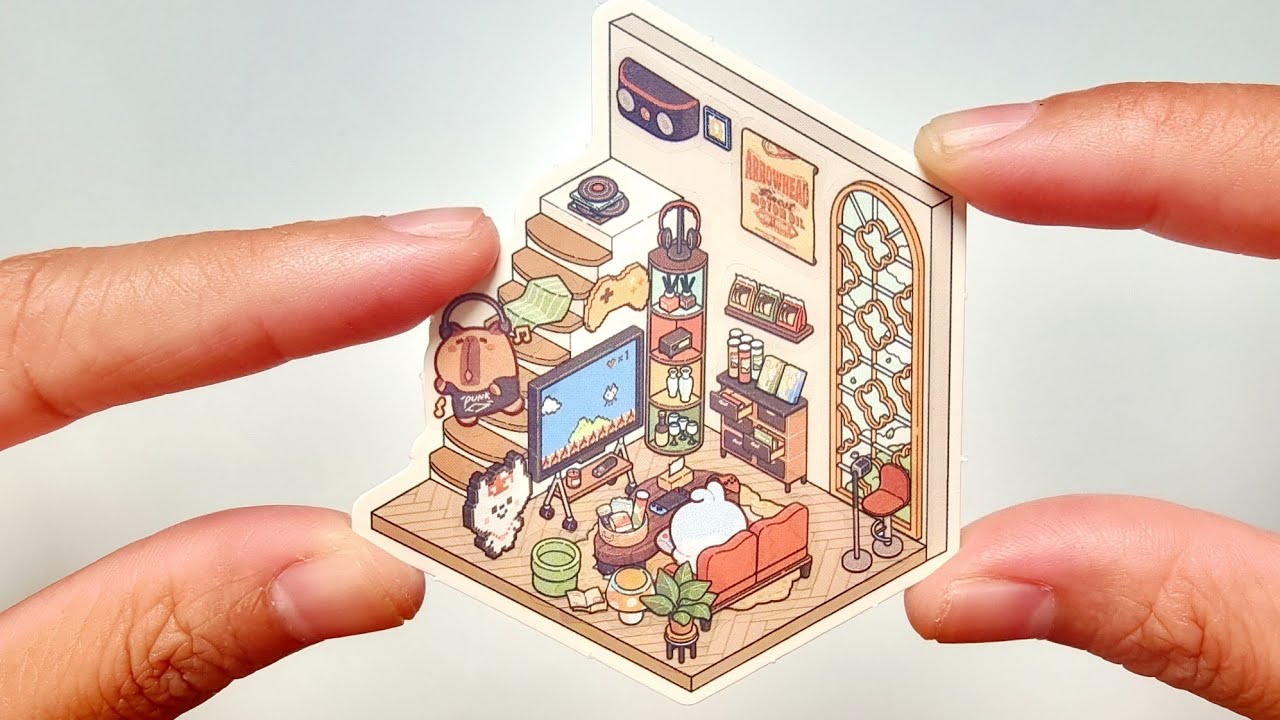 Stickers DIY Creating A Scene with 3D Landscape stickers ASMR | 3D Scene Sticker #asmr #diy #sticker