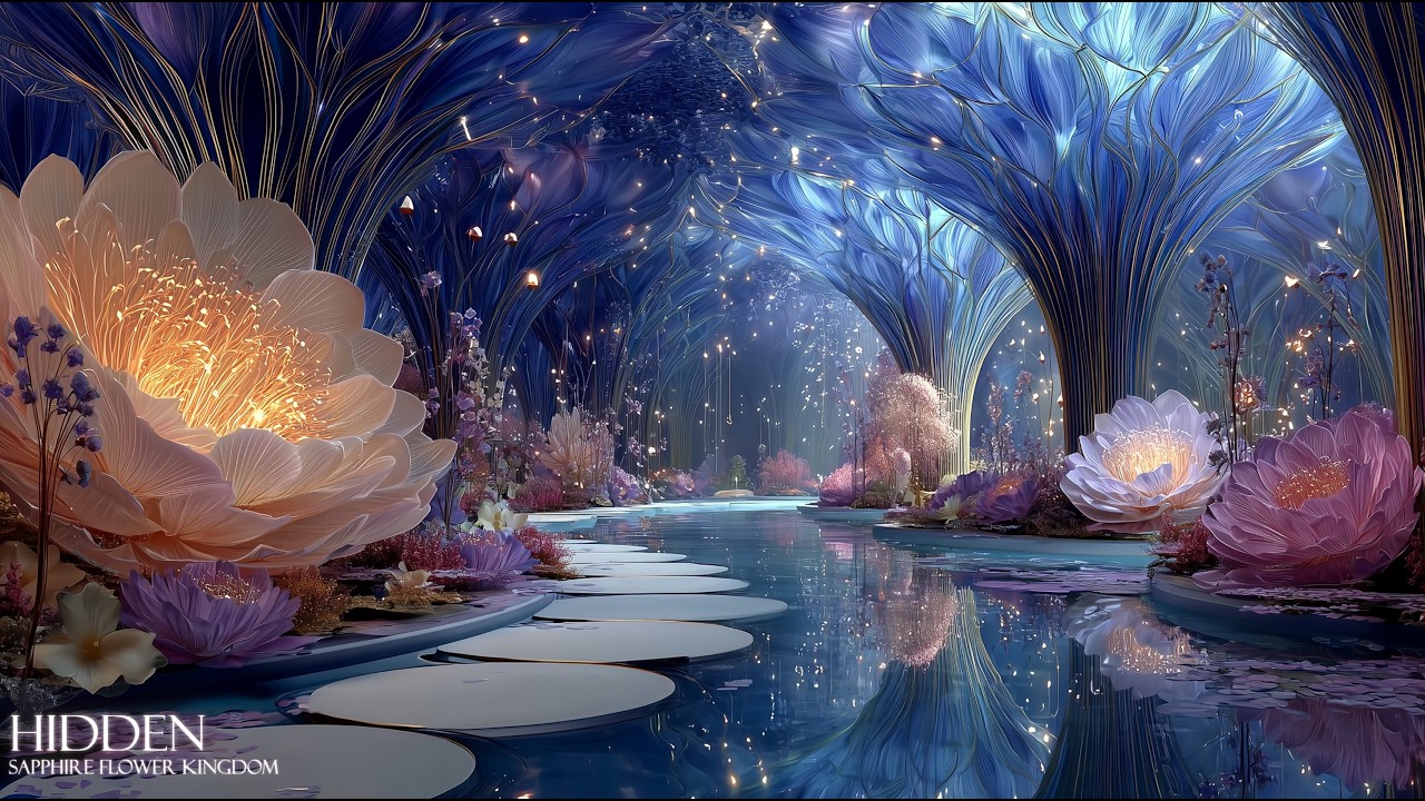 The Sapphire Flower Kingdom 🌙 Celestial Night Garden Ambience for Relaxation & Dreaming