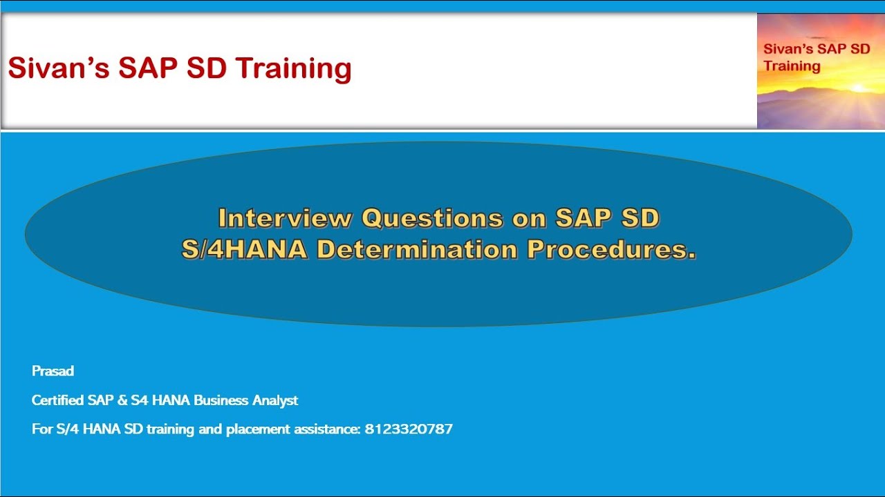 Вопросы для собеседования по процедурам определения SD S4HANA | Обучение SAP SD от Sivan
