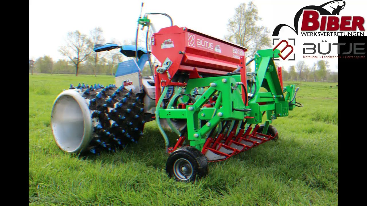 Grünlanderneuerung mit Bütje Schlitzmaster BSD1500 für Motormäher AUCH für Feuchtwiesen geeignet