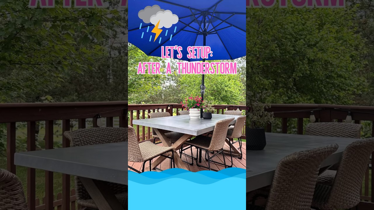 Let&rsquo;s setup our new $33 patio umbrella after a storm. ☔️ #amazonfinds #patiodecor #spring #summer
