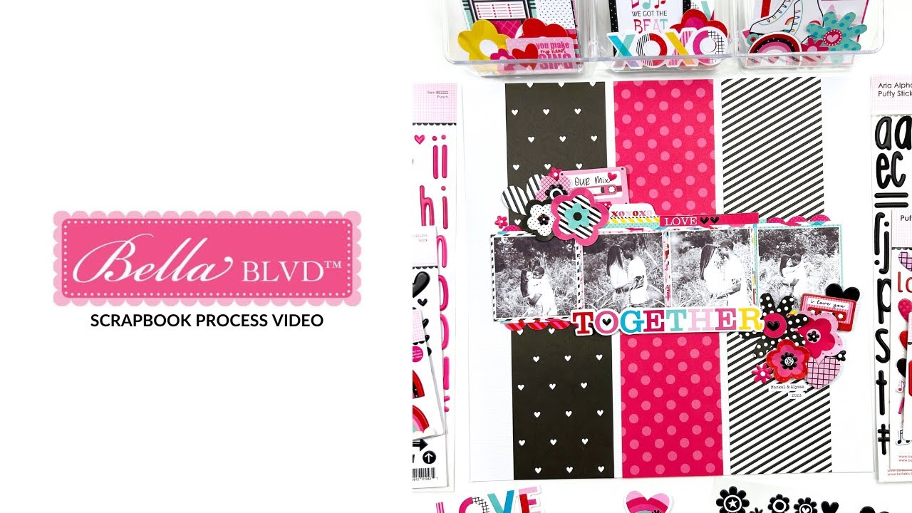 Let's Create A 12x12 Scrapbook Layout using the Our Love Song Collection from @BellaBlvd