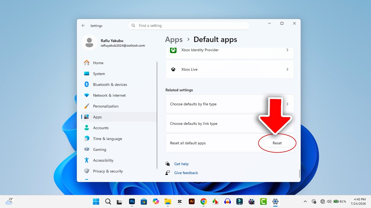 Как сбросить все приложения по умолчанию на ПК с Windows