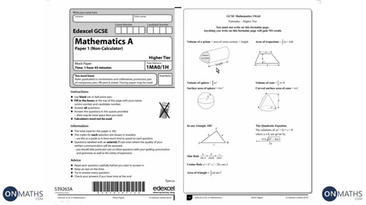 GCSE Maths Edexcel Official Mock 1H Higher Non-Calculator (Walking Talking Exam Practice)