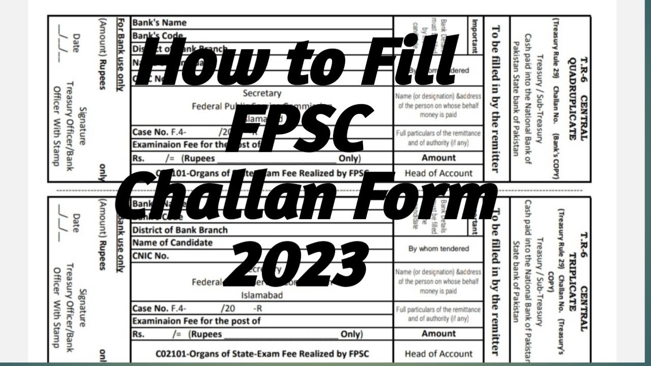 How to Fill FPSC Challan Form