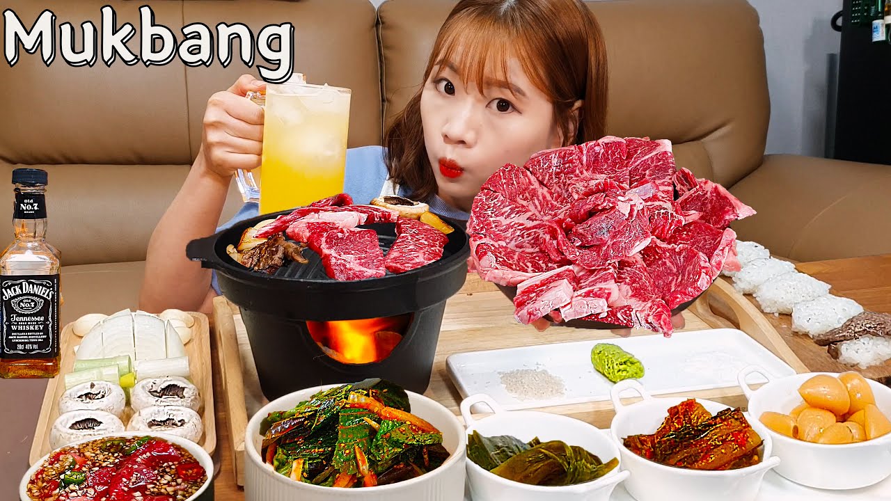 Sub)Real Mukbang- Мини-жаровня 🔥 Говядина на гриле 🥩 Джапагури 🍜 Виски Хайболл🥃 АСМР КОРЕЙСКАЯ ЕДА