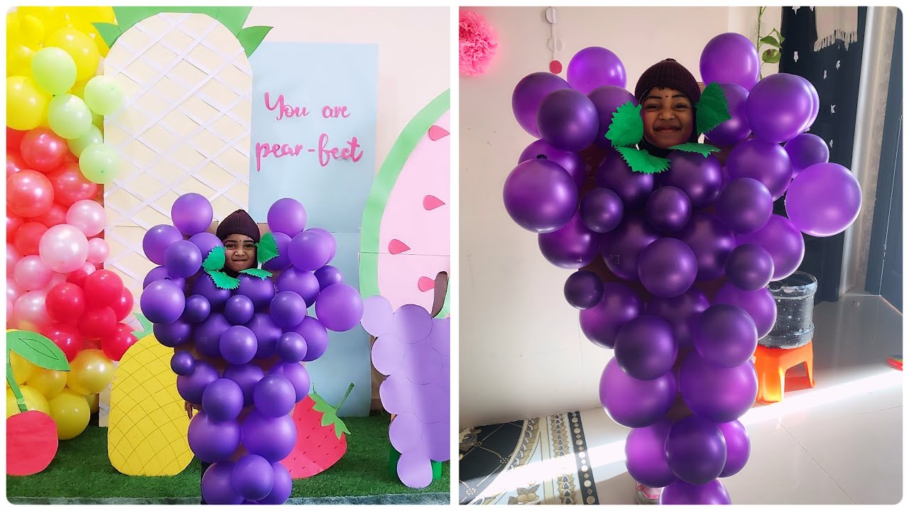 How to make simple Grapes 🍇 Costume for Fancy dress? Easy Handmade Costumes for Kids-Fruit costumes
