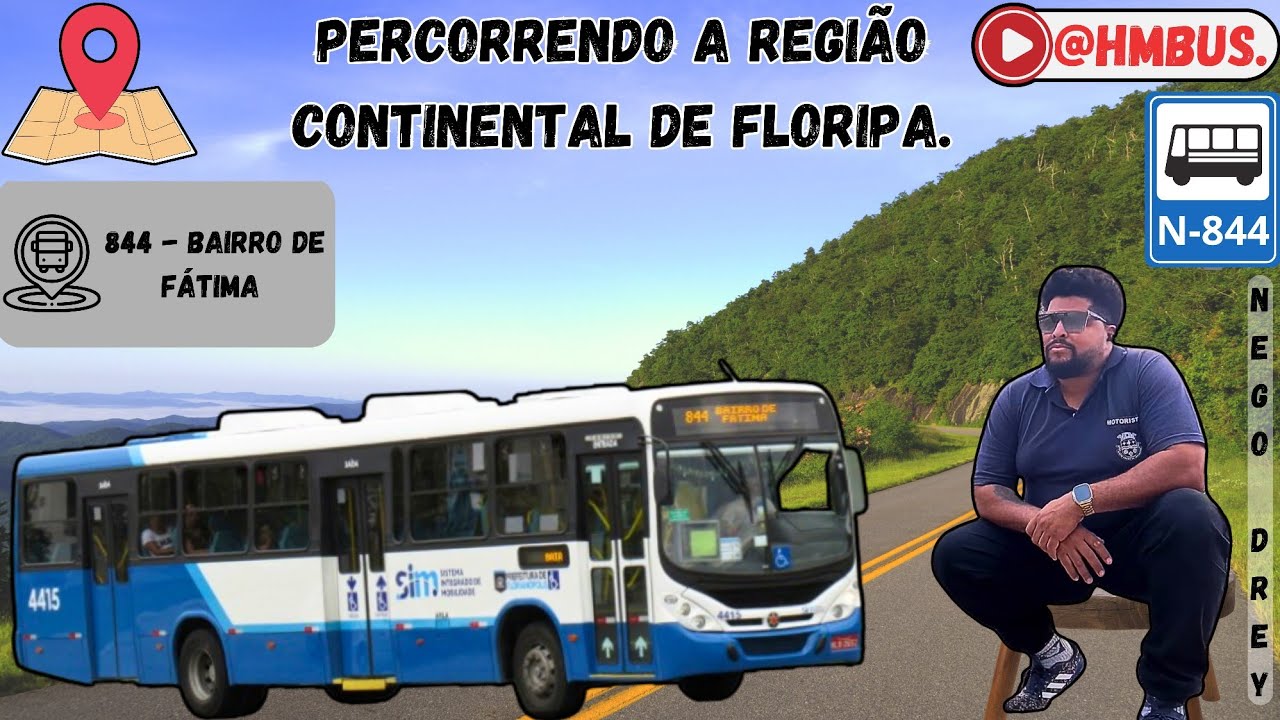 Percorrendo a região continental de Floripa na linha 844 - Bairro de Fátima de OF-1721 BlueTec 5.