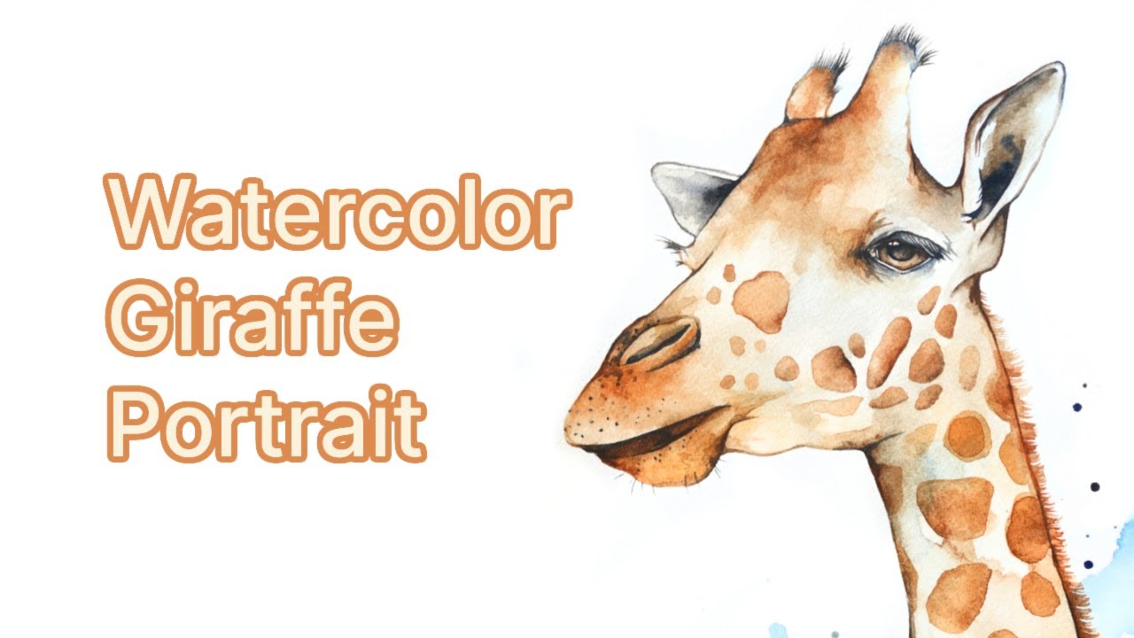 Giraffe Portrait Watercolor Demo
