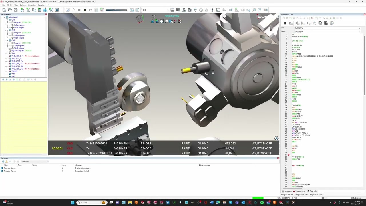 Eureka 10.7 Star SV38R demonstration Swiss type machine