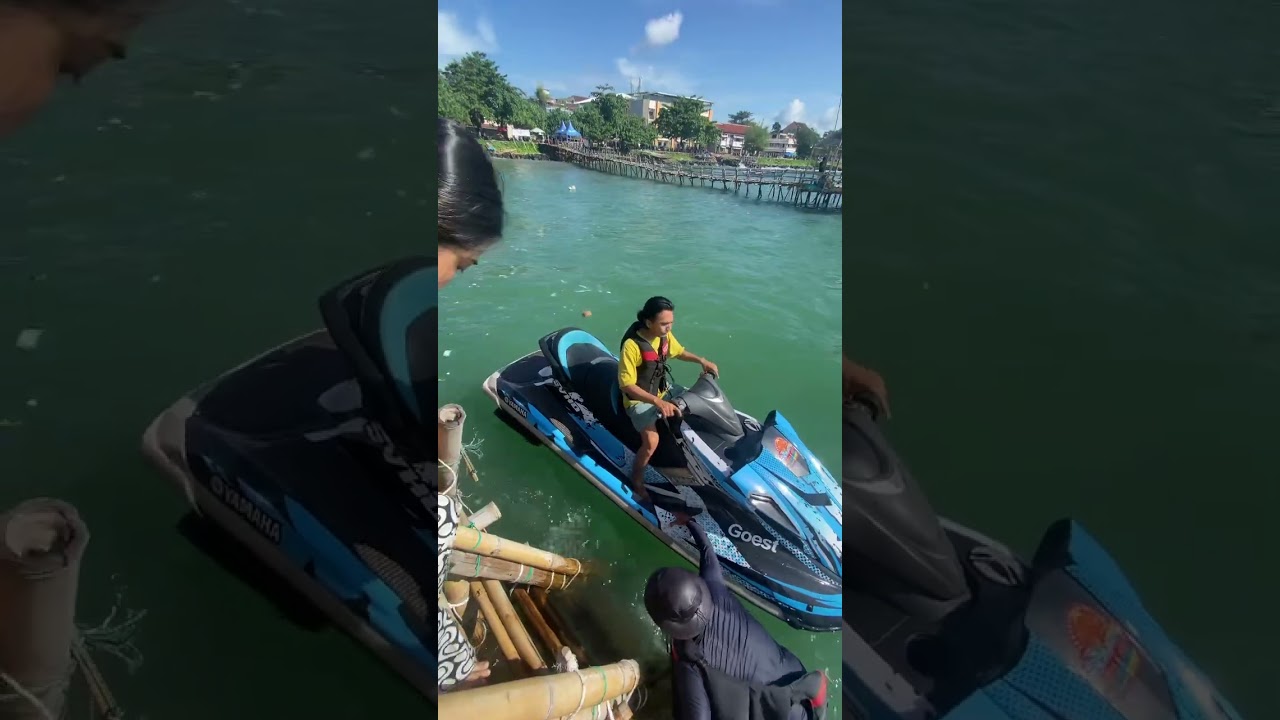 Naik Pajero Laut di Pantai Timur Pangandaran #pangandaran #beach #explorepangandaran #jetski