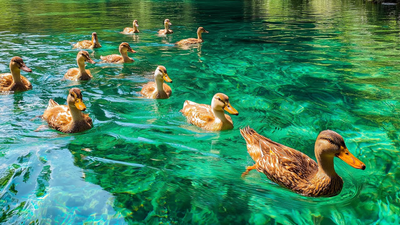 Serene Ducks Floating on Turquoise Lake 🌊 Gentle Music for Relaxation & Calm Mind 💖 Eliminate Stress