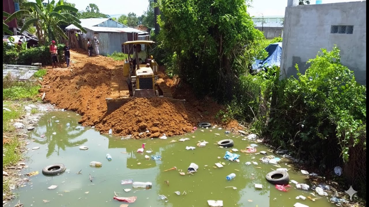 Amazing Project Burying The Pond Done by KOMATSU Bulldozer D20 | Part 2