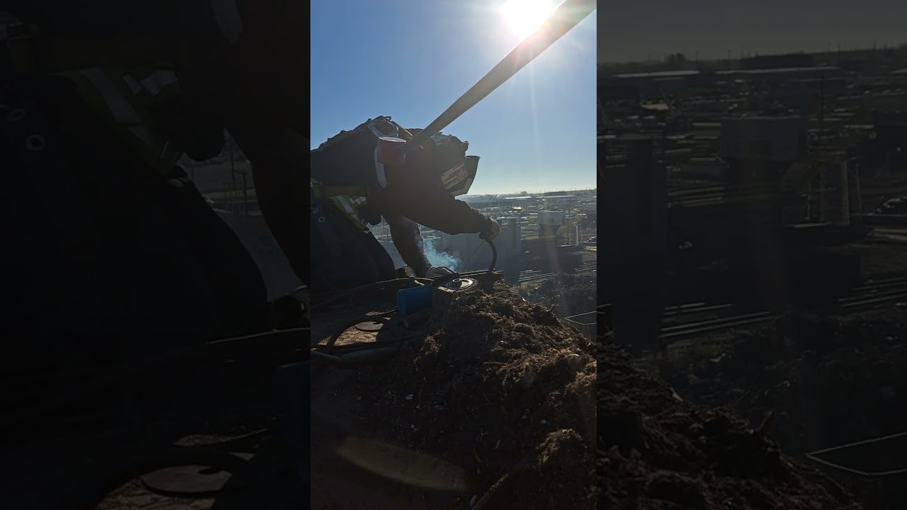 Welding on the top of building 