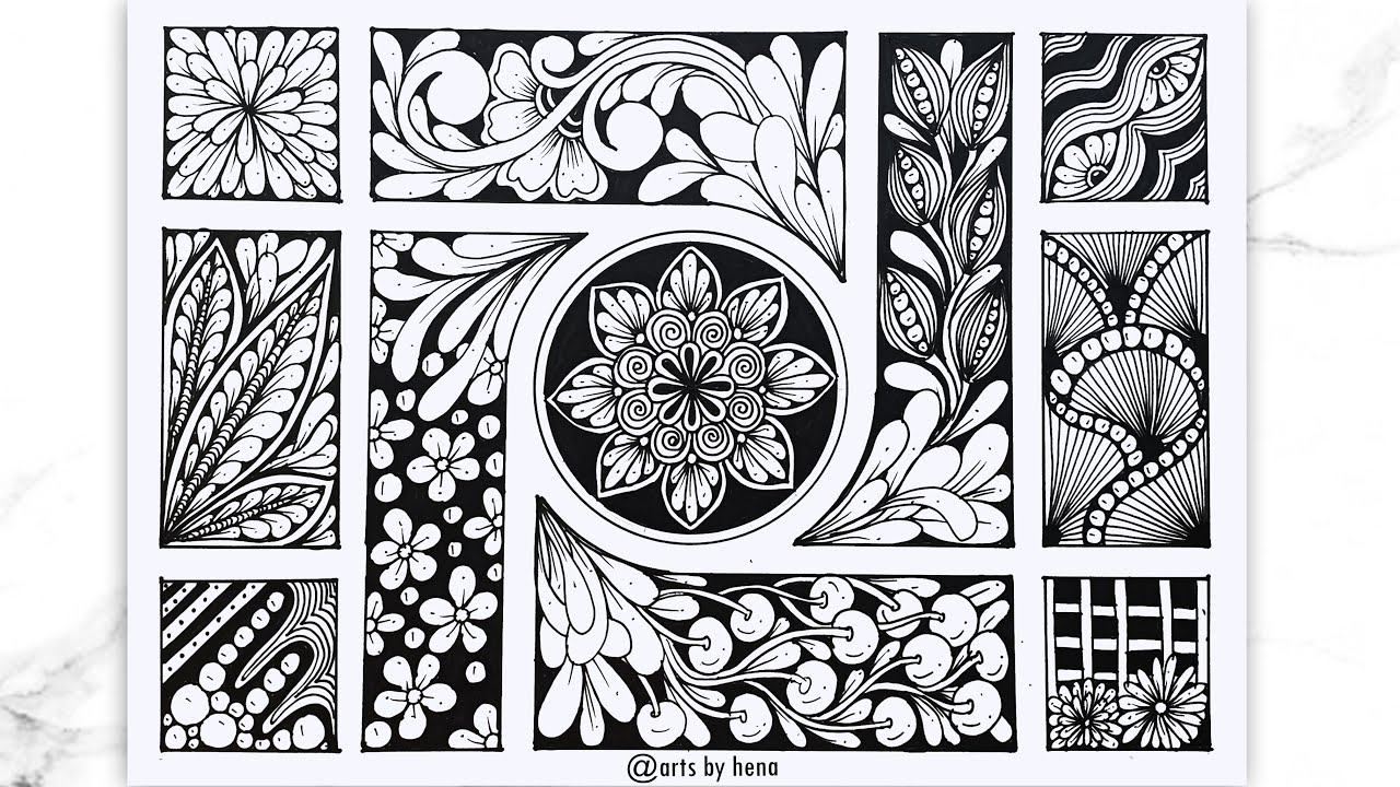 11 Zentangle  Pattern For Beginners |Zentangle patterns |Doodle Pattern | Mandala Patterns