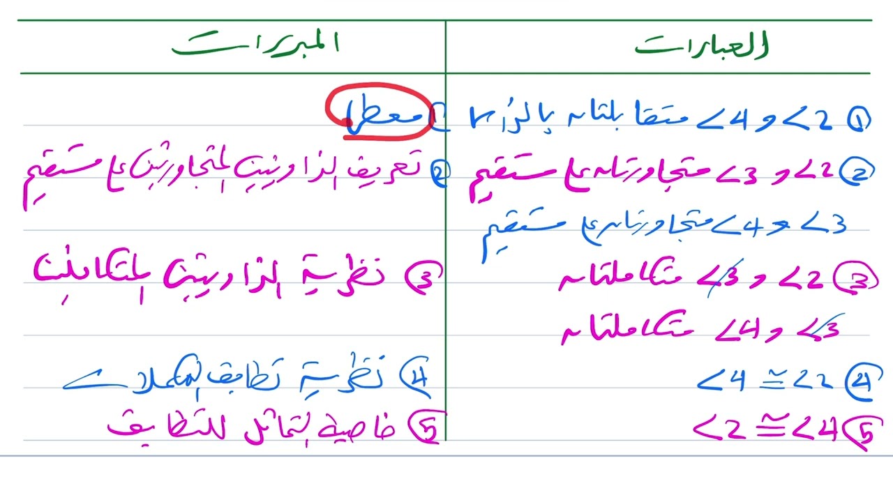 إثبات علاقات بين الزوايا (2) رياضيات اول ثانوي 1446