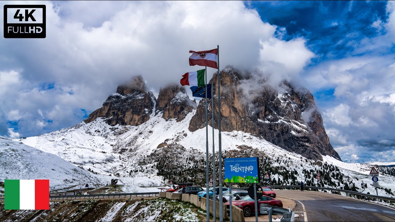 🇮🇹 Driving through Sella Pass, Dolomites, Italy #4k #travel #2024