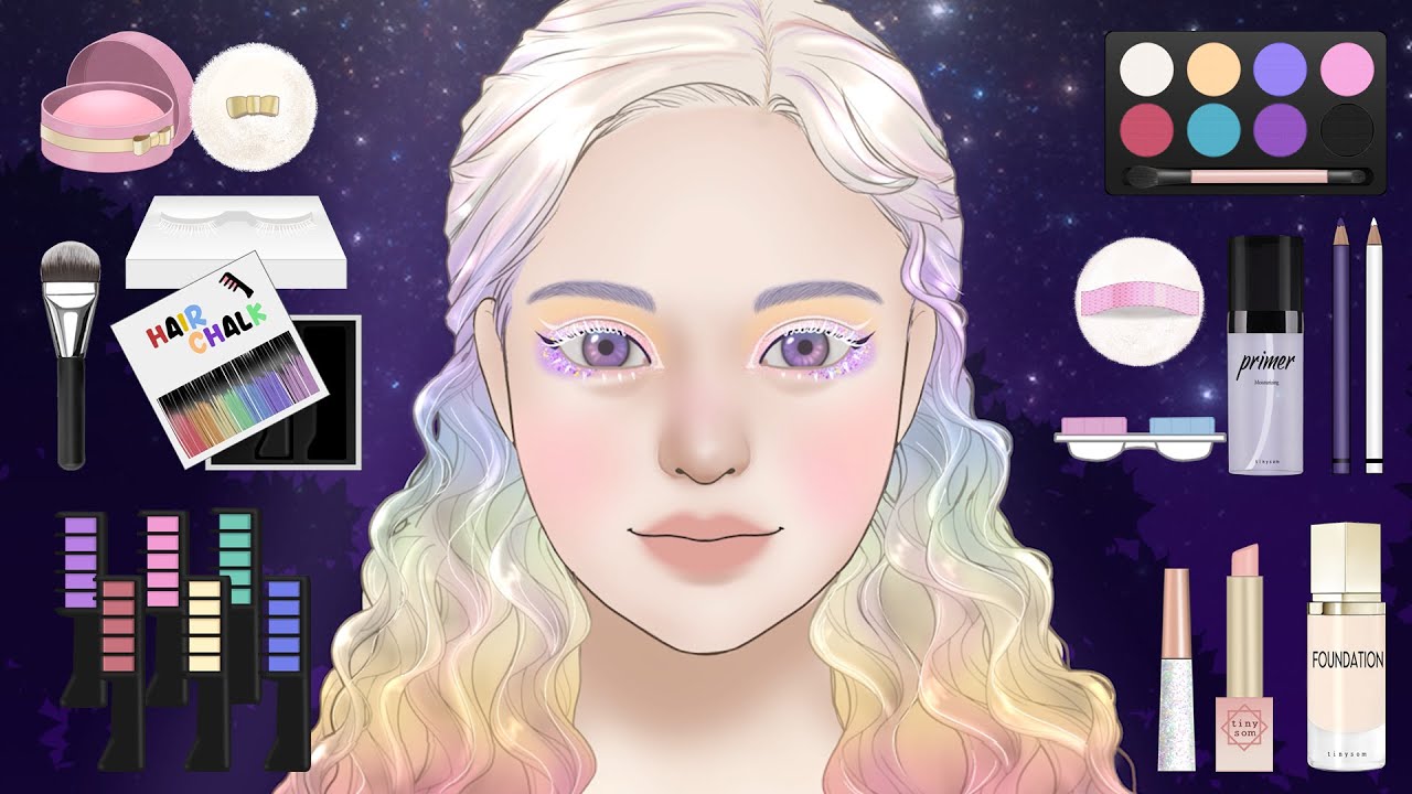 [Макияж ASMR] «Девушка с волосами единорога» / анимация макияжа