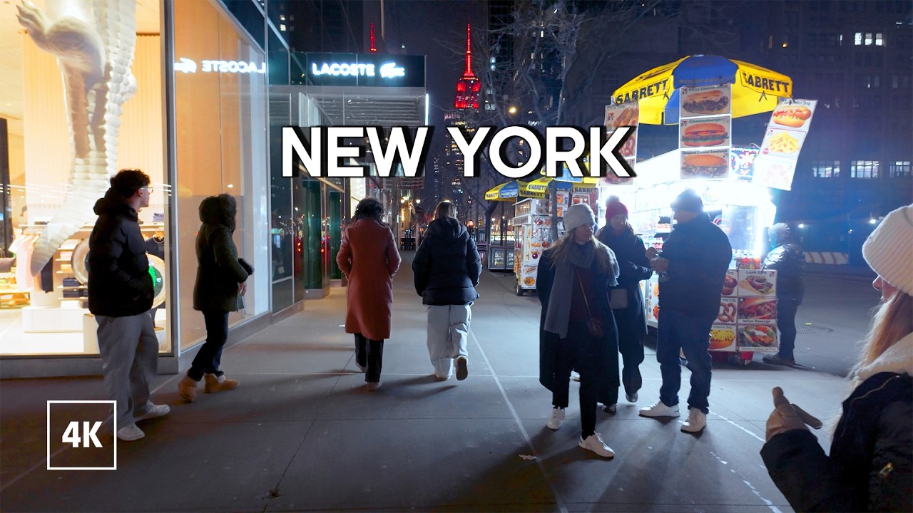 Night Walk in NEW YORK - MANHATTAN Tour NYC