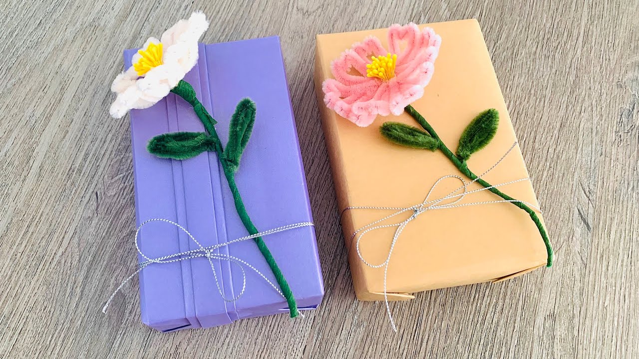 Gift wrapping ideas | Chenille Wire Flower | Pipe Cleaner Craft | DG Handmade