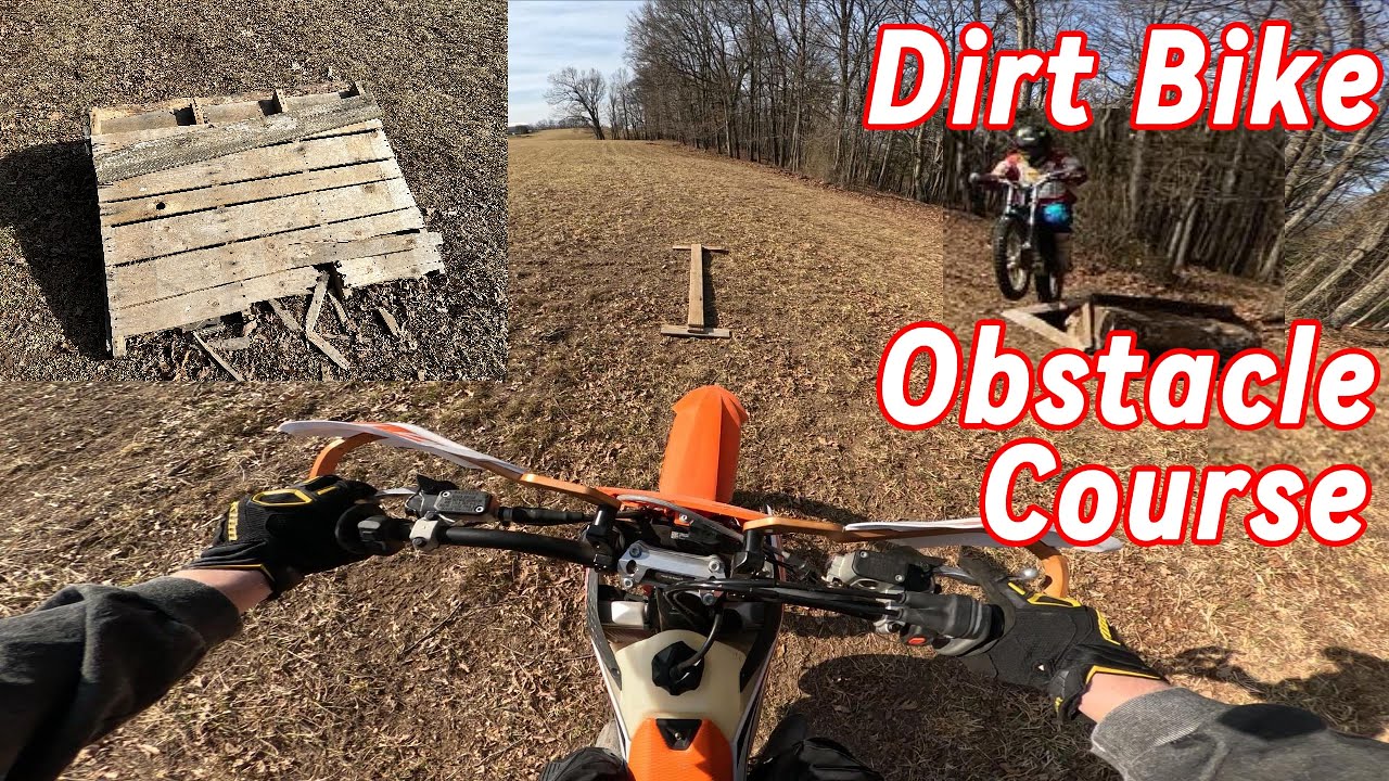 Riding DIY Trials obstacles on a KTM 250 Dirt Bike