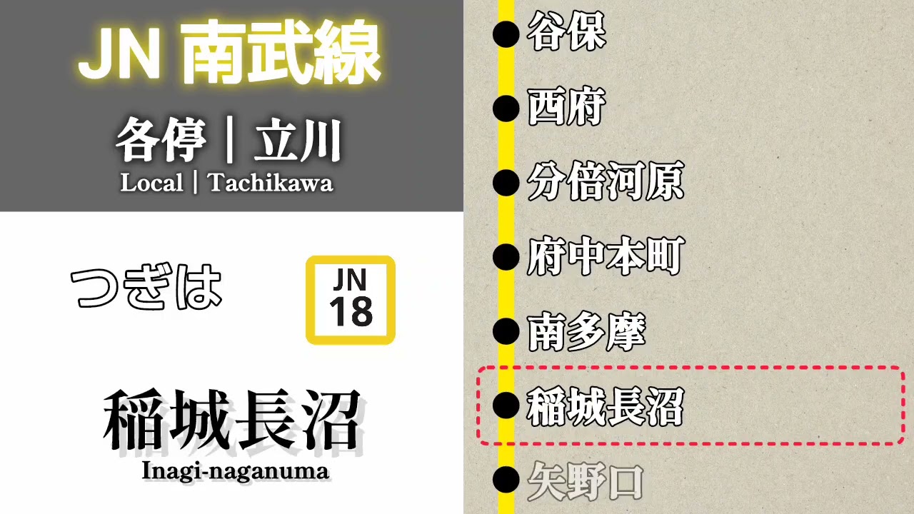 【車内放送】JR南武線 各停 立川行｜川崎→立川