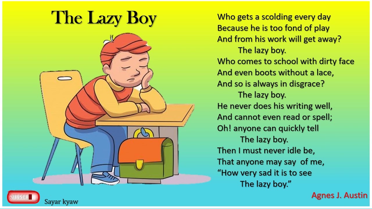 Grade 7 English The Lazy Boy (Poem-1)